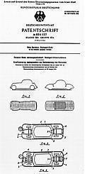 Patentschrift Nr. 854 157 mit dem Titel „Kraftfahrzeug, insbesondere zur Beförderung von Personen“, angemeldet im Januar 1951, erteilt im August 1952.